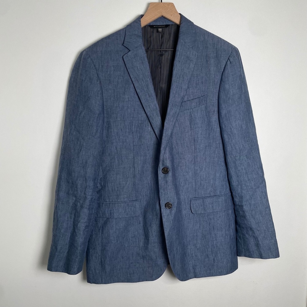 Banana Republic Sport Coat Men 40 Blue Linen Slim Fit Blazer Quiet Luxury Preppy